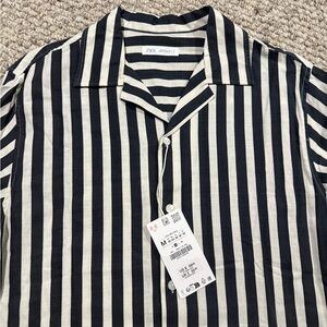 Zara Men's Striped Button Down Shirt NEW